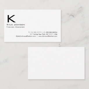 Elegant wit minimalistisch monogram gepersonalisee visitekaartje