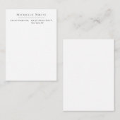 Elegant Wit Modern Wit Professionele Witte Notitiekaartje (Voorkant / Achterkant)