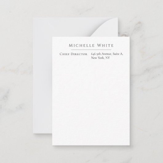 Elegant Wit Modern Wit Professionele Witte Notitiekaartje (Voorkant)