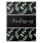 Elegant wit monogram en Waterverf eucalyptus Notitieboek (Voorkant)