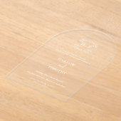 Elegant wit Monogram Kalligrafie Trouwen Acryl Uitnodigingen (Laagn)