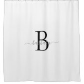 Elegant wit monogram script naam douchegordijn (Voorkant)