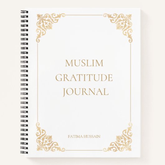 Elegant Wit  Moslim Dankbaarheid Journaal Notitieboek (Voorkant)