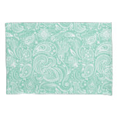 Elegant wit & munt bloemig paisley patroon kussensloop (Voorkant)