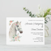 Elegant Wit Paard Boho Bloem Bruiloft Kaart (Staand voorkant)