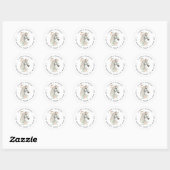 Elegant Wit Paard Boho Bloemen Adres Ronde Sticker (Vel)