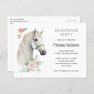 Elegant Wit Paard Boho Bloemen Afstuderen Invite Briefkaart