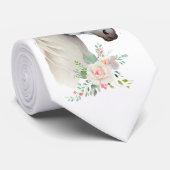 Elegant Wit Paard Boho Floral Stropdas (Opgerold)