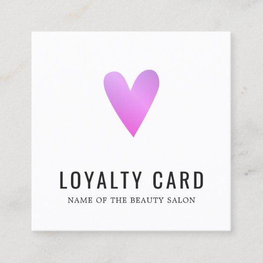 Elegant Wit Paarse Hart Schoonheidssalon Klantenkaartje (Voorkant)