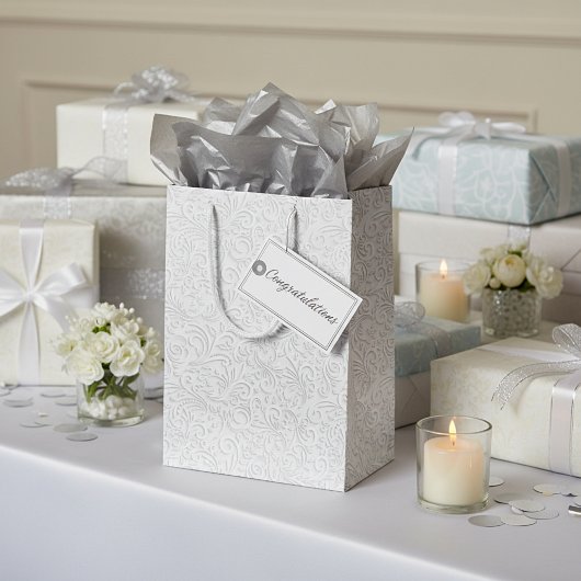 Elegant wit patroon medium cadeauzakje