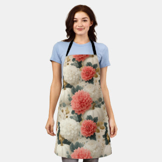 Elegant wit pompoen en Dahlia Herfst ontwerp Schort