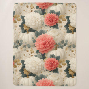 Elegant wit pompoen en Dahlia Herfst ontwerp Sherpa Deken