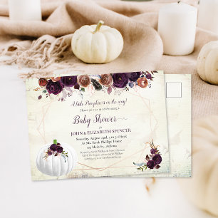Elegant wit pompoen koppels Baby shower Briefkaart