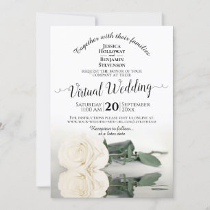 Elegant Wit Reflecterend Roos Virtual Wedding Kaart