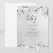 Elegant wit roos bloemig Baby shower Kaart (Voorkant / Achterkant)