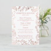 Elegant Wit Rose Goud Bloemen Bruiloft Menu (Staand voorkant)