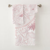 Elegant Wit Rose Goud Oog Zon Maan Mandala Bad Handdoek (Insitu)