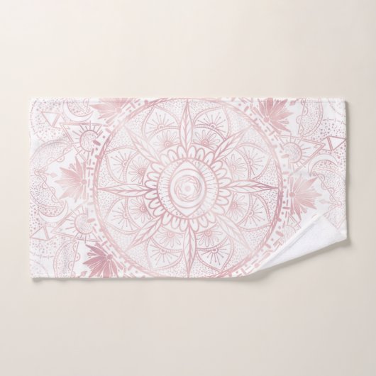 Elegant Wit Rose Goud Oog Zon Maan Mandala Bad Handdoek (Handdoek)