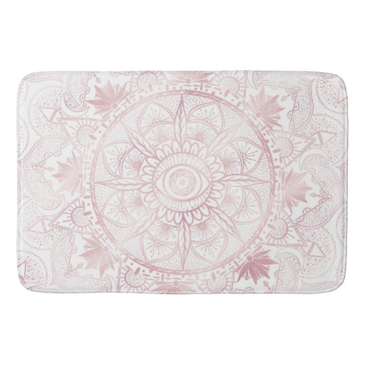 Elegant Wit Rose Goud Oog Zon Maan Mandala Badmat (Voorkant)
