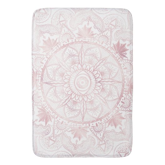 Elegant Wit Rose Goud Oog Zon Maan Mandala Badmat (Voorkant Verticaal)