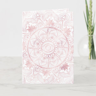 Elegant Wit Rose Goud Oog Zon Maan Mandala Feestdagen Kaart