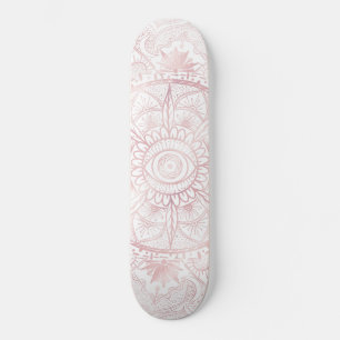 Elegant Wit Rose Goud Oog Zon Maan Mandala Skateboard