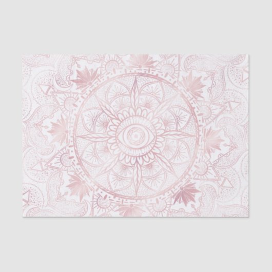 Elegant Wit Rose Goud Oog Zon Maan Mandala Tissuepapier (Voorkant)