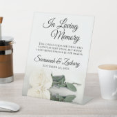 Elegant wit Rose Loving Memory Huwelijksmonument Reclamebord Met Voetstuk (Insitu)