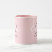 Elegant Wit Roze Aangepaste Monogram Naam Mok (Midden)