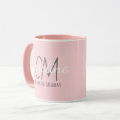 Elegant Wit Roze Aangepaste Monogram Naam Mok (Voorkant links)