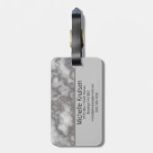 Elegant Wit Roze Marmer | Monogram Aangepast Bagagelabel (Achterkant verticaal)