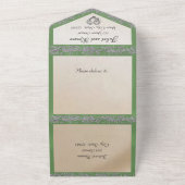 Elegant Wit, Salie Groen Lint, Sparkle & Hart All In One Uitnodiging (Buitenkant)