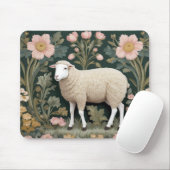 Elegant wit schaap William Morris geïnspireerd Muismat (Met muis)