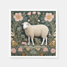 Elegant wit schaap William Morris geïnspireerd