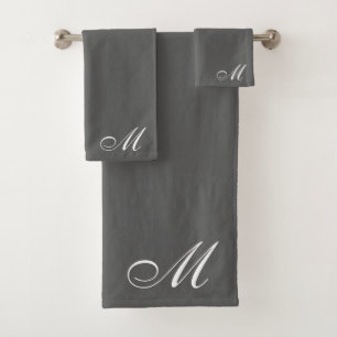 Elegant wit script Initiaal grijs Bad Handdoek