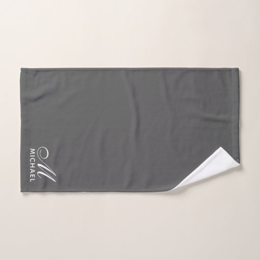 Elegant wit script Initiaal Monogram grijs Bad Handdoek (Handdoek)