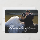Elegant wit script lettertype trouwfoto bedankkaart (Voorkant)