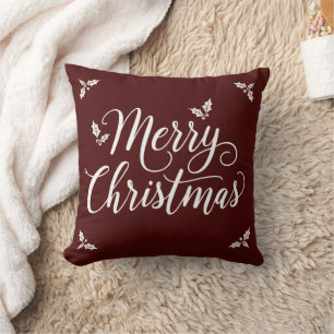 Elegant wit script minimalistisch vrolijk kerstfee kussen