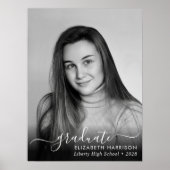Elegant wit Script Photo Overlay Afstuderen Poster (Voorkant)