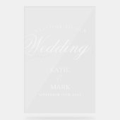 Elegant wit script Welkom bij ons trouwbord Acryl Bord (Voorkant)