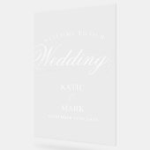 Elegant wit script Welkom bij ons trouwbord Acryl Bord (Hoek)