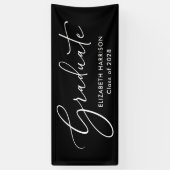 Elegant wit script zwart Afstuderen Spandoek (Verticaal)