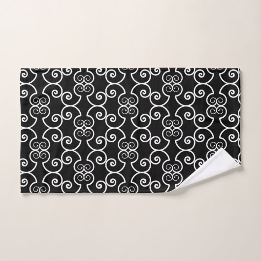 Elegant wit spiraal ontwerp patroon op zwart bad handdoek (Handdoek)