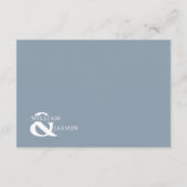 Elegant Wit & Stoffig Blauw Grens Script Bruiloft Informatiekaartje (Achterkant)