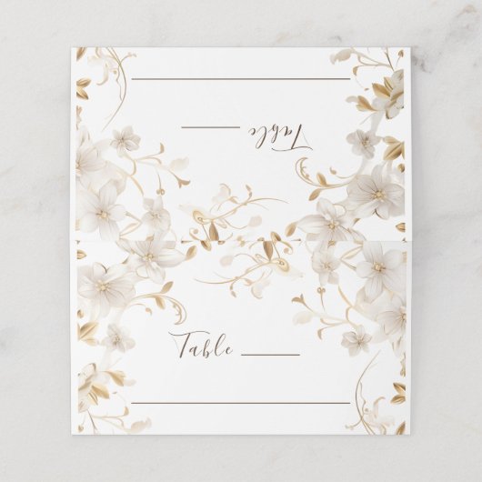 Elegant Wit Tan Bloem Ontwerp Bruiloft (Buitenkant ongevouwen)