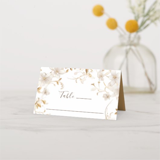 Elegant Wit Tan Bloem Ontwerp Bruiloft (Voorkant)