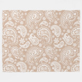 Elegant Wit & Tan  Paisley Patroon Fleece Deken (Voorkant (Horizontaal))