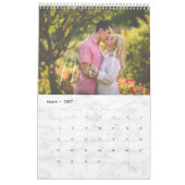 Elegant Wit Waterverf Script Multi Foto Kalender (Mar 2027)