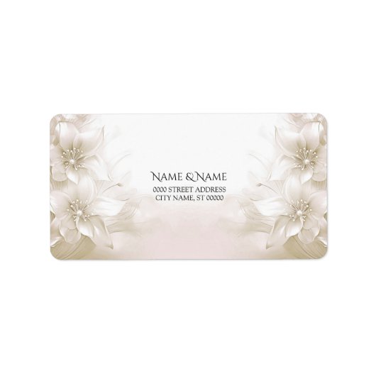 Elegant wit witte bloemen adreslabel etiket (Voorkant)
