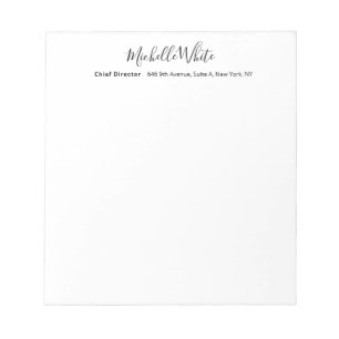Elegant Wit Witte Professioneel Modern Notitieblok
